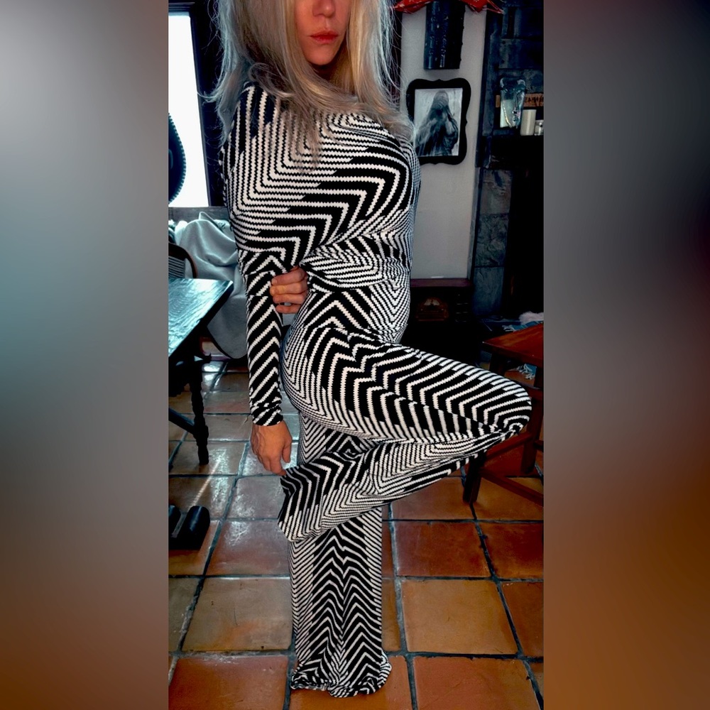 Black and White Zigzag Jumpsuit